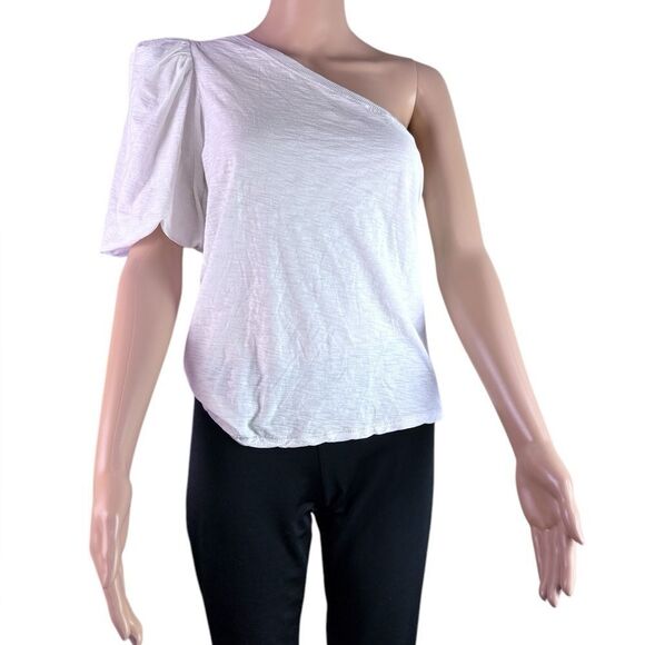 Nation One Shoulder Prima Cotton White T-Shirt - Picture 1 of 6